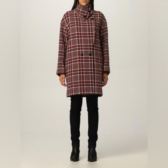 Love Moschino Double Breasted Wool Blend Coat in Check Tweed NWT Size 40 - Picture 5 of 12